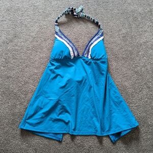 Lucky Brand Vintage blue bathing suit bikini top women's Small